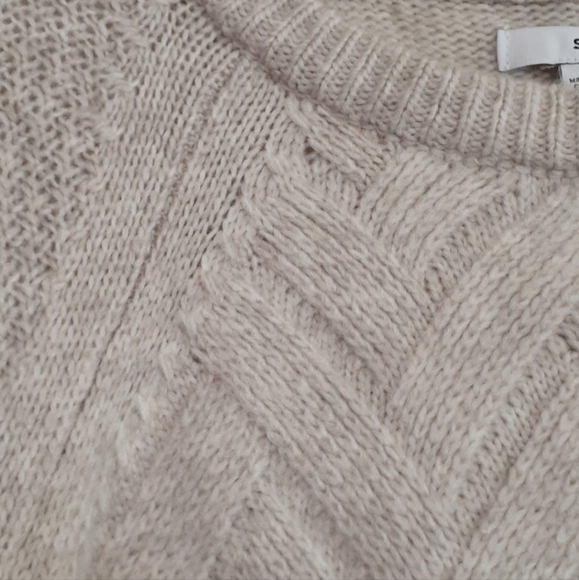 Sonoma Cream Knit Sweater Chevron Texture Women's Small S Neutral Cozy Winter - Picture 5 of 9